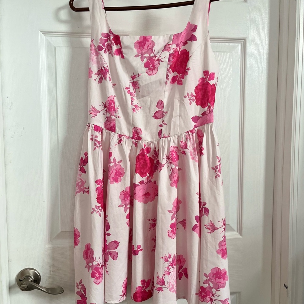 Girls Pink Floral Sundress - White & Hot Pink